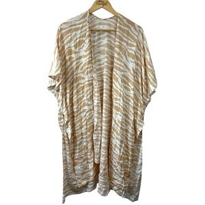 Beige and White Zebra Print Kimono